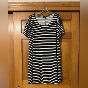Black and white striped dress